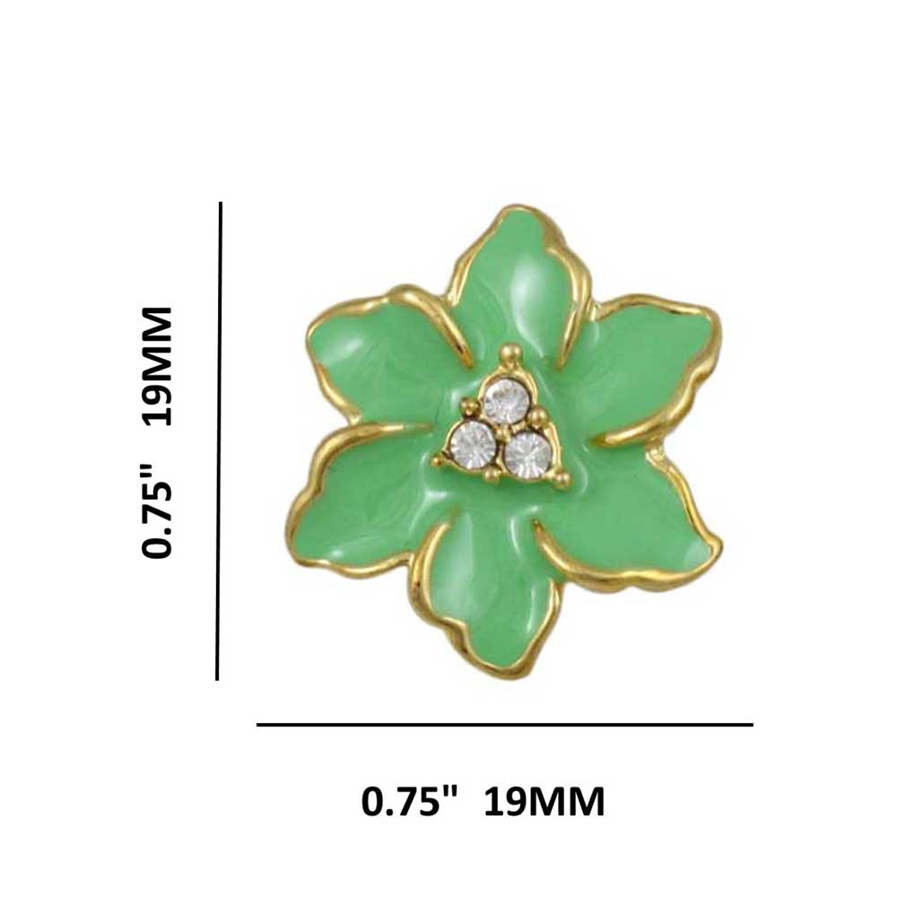 Lime Green Enamel with Crystals Flower Pierced Earring - REE909GN - Lilylin Designs