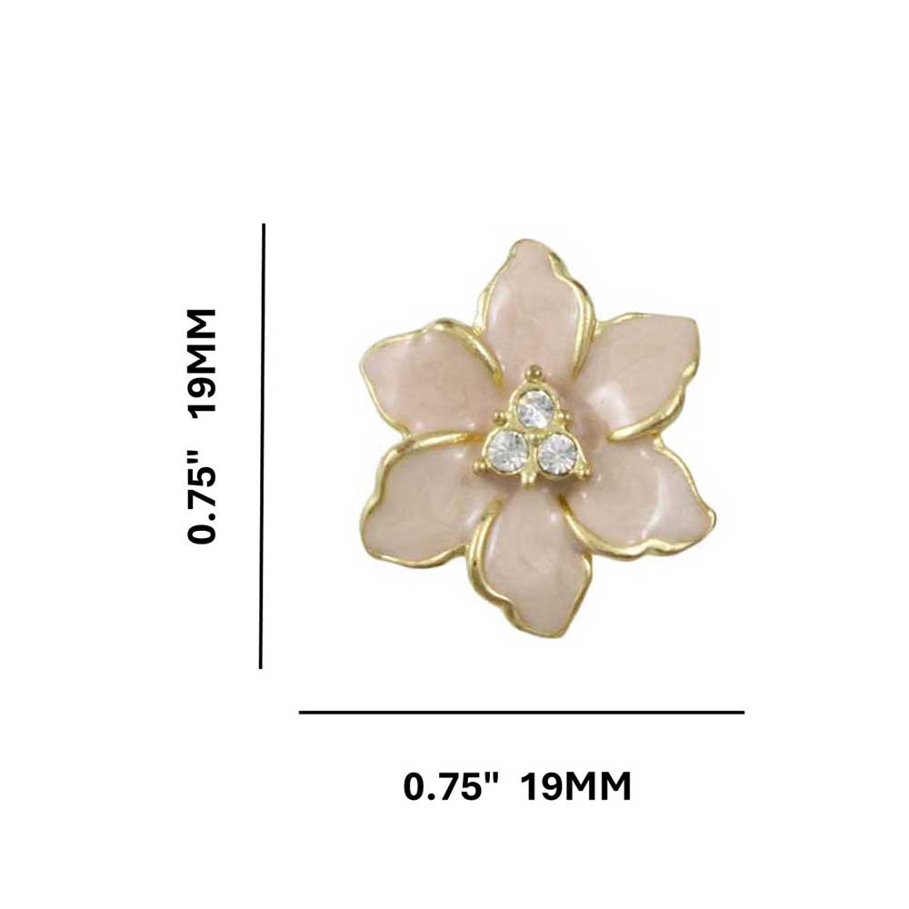 Pale Pink Enamel with Crystals Flower Pierced Earring - REE909LP - Lilylin Designs