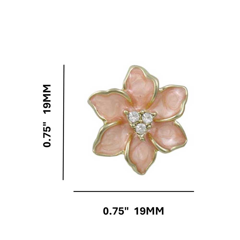 Pink Enamel with Crystals Flower Clip Earring - REE909PC - Lilylin Designs