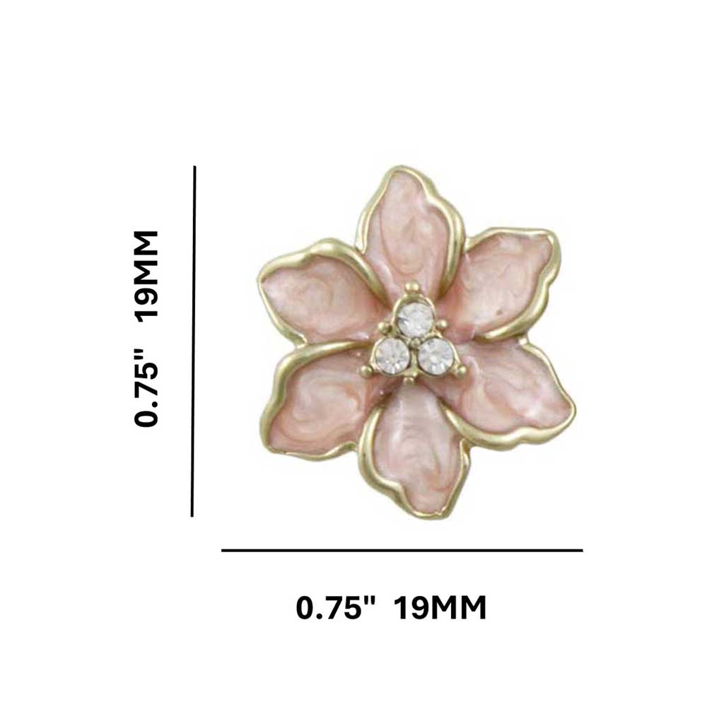 Pink Enamel with Crystals Flower Pierced Earring - REE909PK - Lilylin Designs