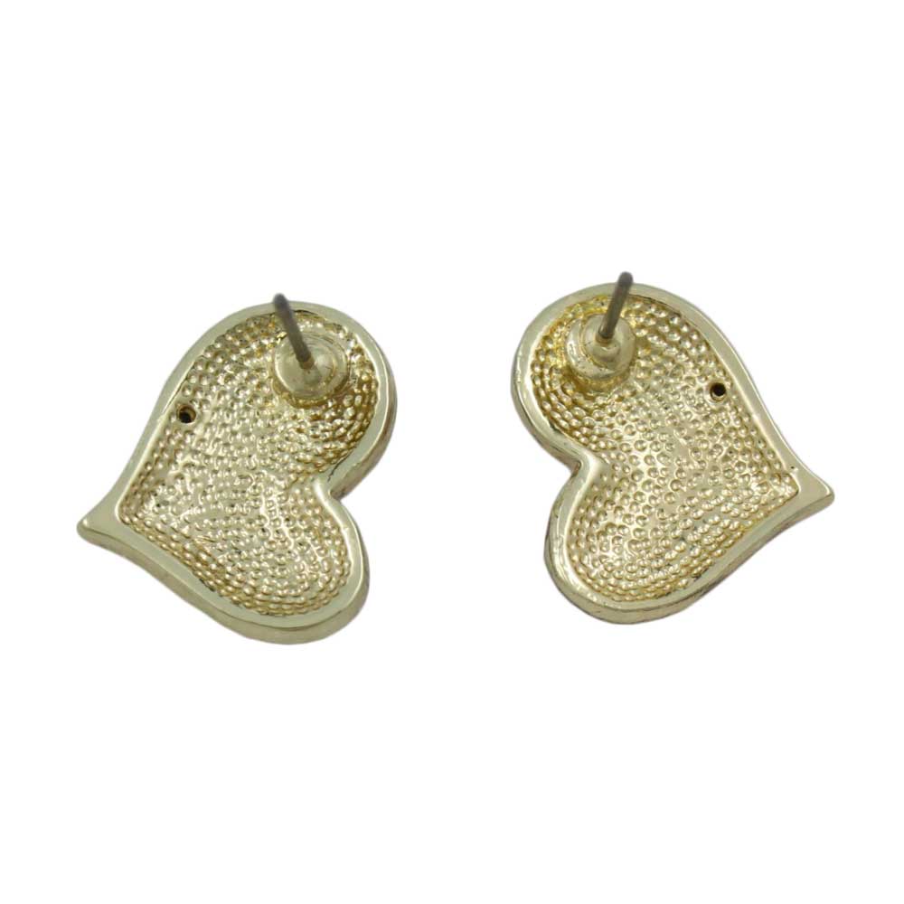 Classic Red Enamel and Crystal Heart Pierced Earring - REE918 - Lilylin Designs
