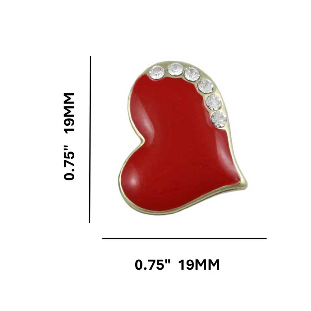 Classic Red Enamel and Crystal Heart Clip Earring - REE918C - Lilylin Designs
