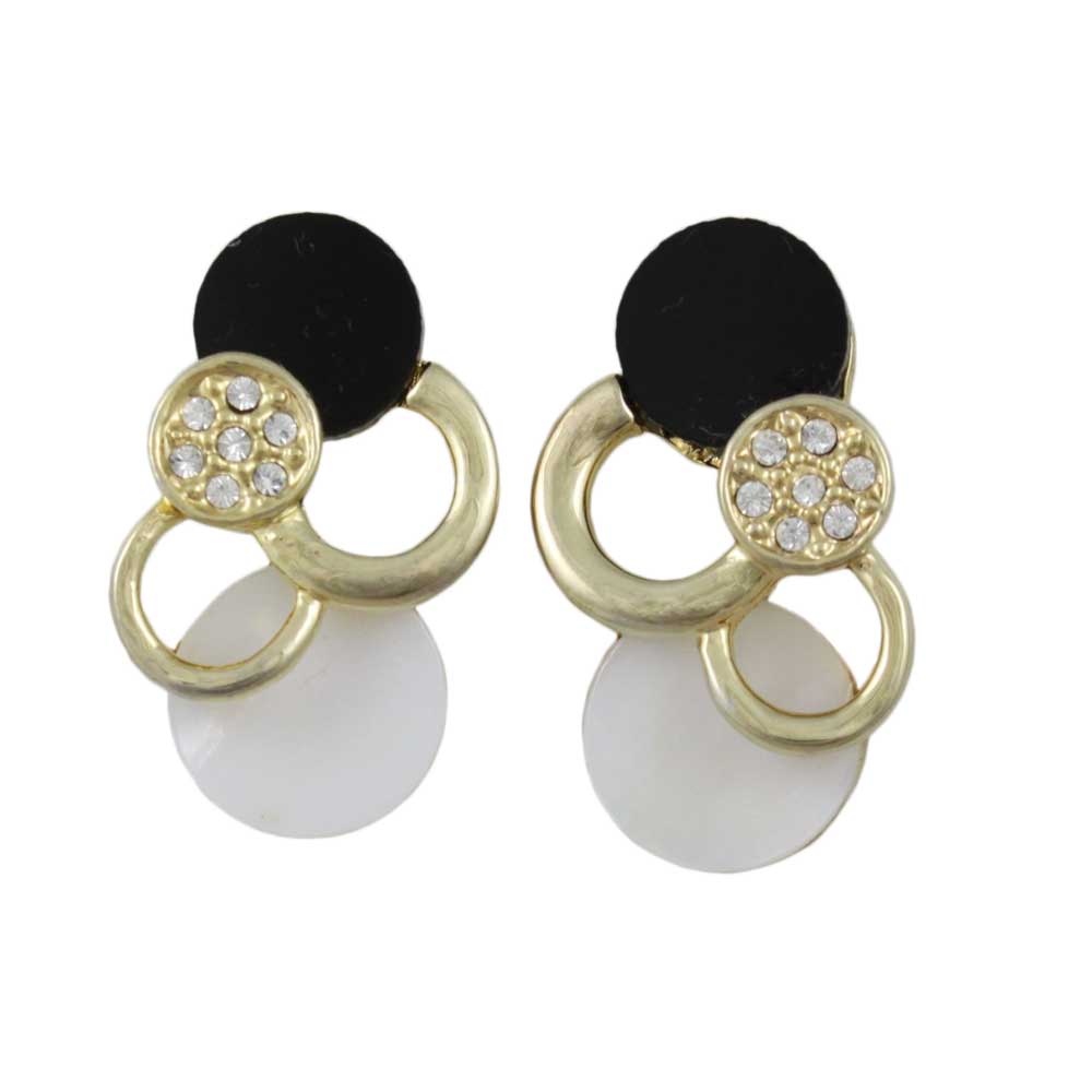 Lilylin Designs Black White and Gold Circles Clip On Earring