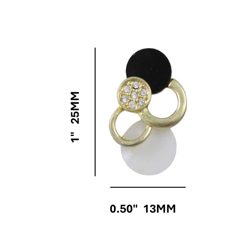 Black White and Gold Circles Clip On Earring - REE923C - Lilylin Designs