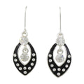 Crystal Spotted Black Enamel Open Teardrop Earring - REE925 - Lilylin Designs