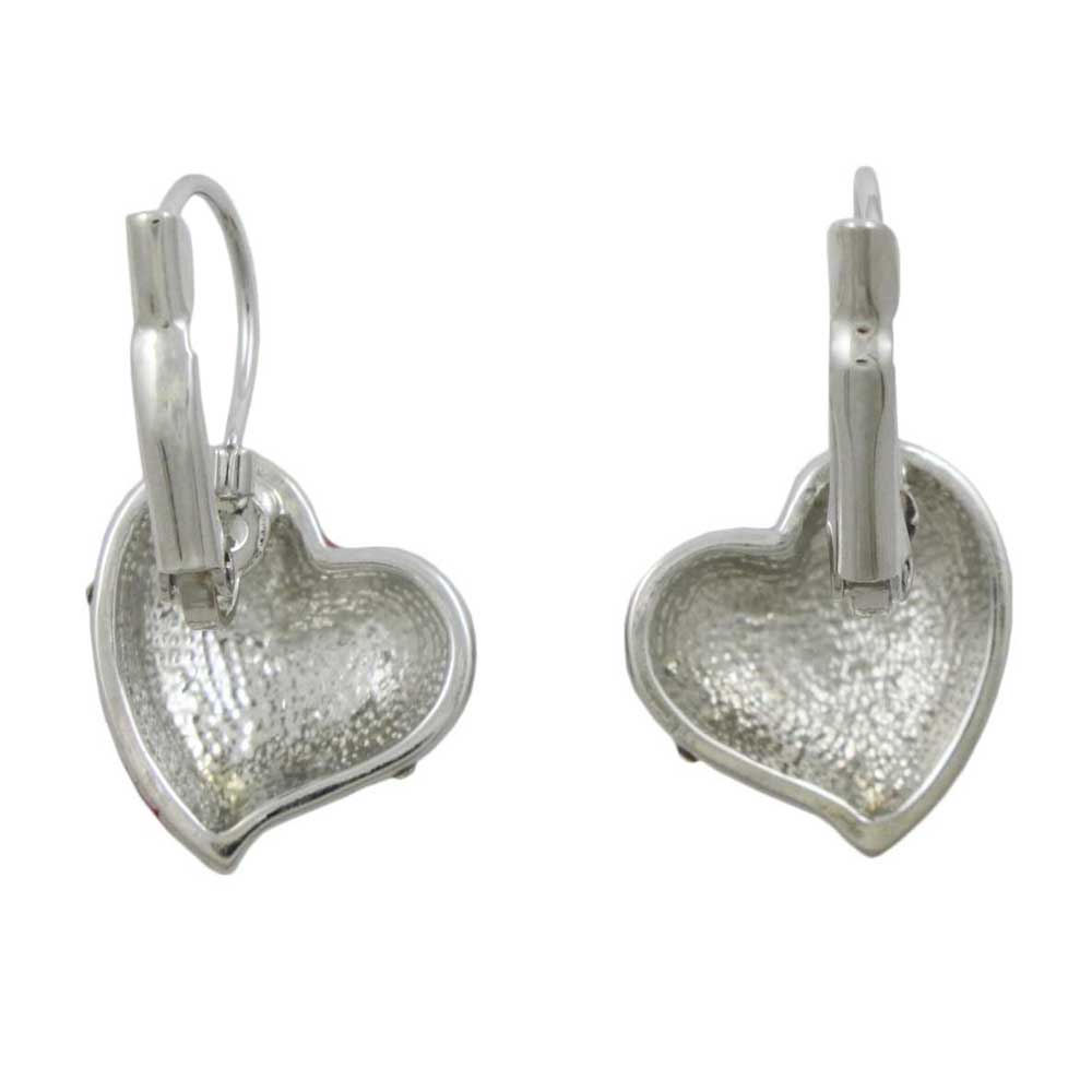 Red with Silver and Crystal Stripes Heart Pierced Earring - REE950 - Lilylin Designs