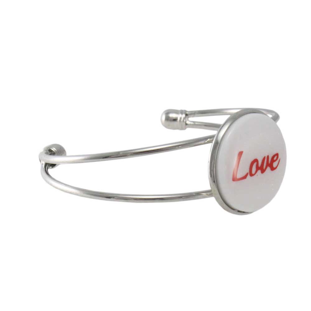 White Glitter Disc Bangle with Red Love - Lilylin Designs