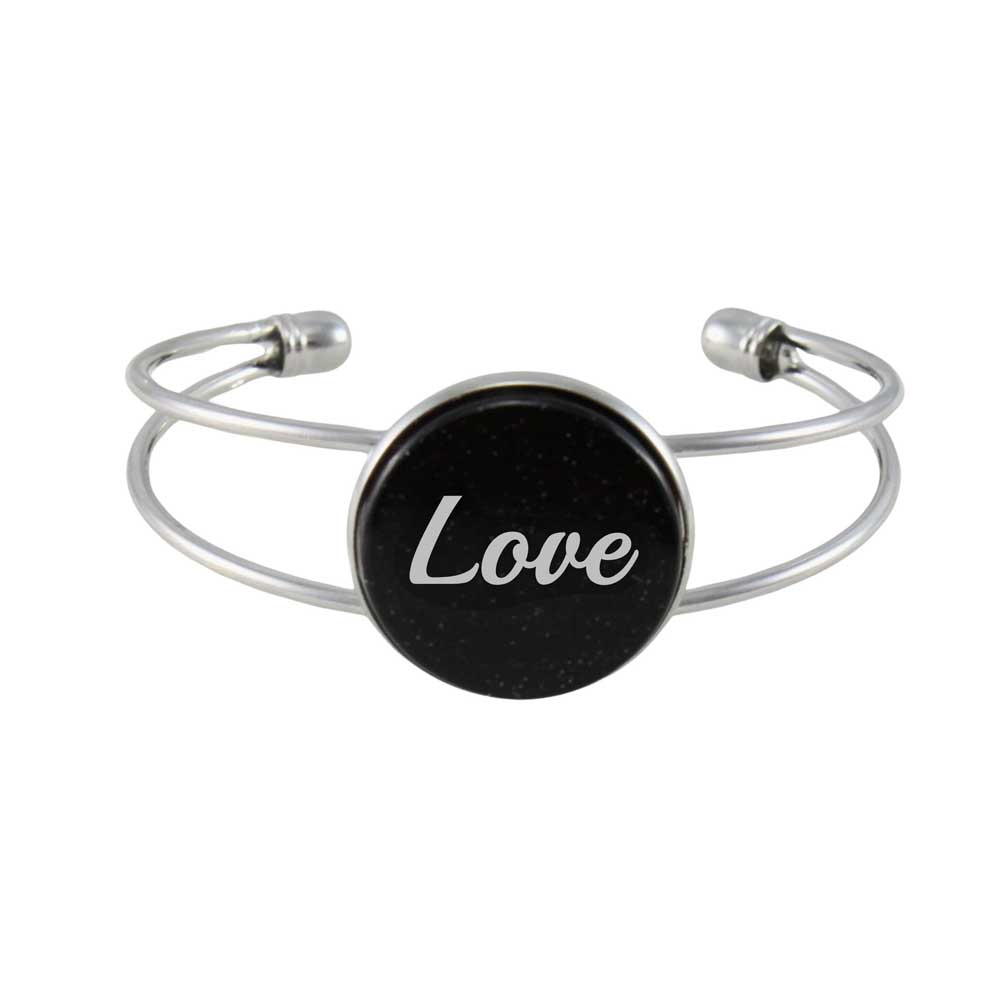 Inspirational Glitter Disc Bangle with White Love - Lilylin Designs