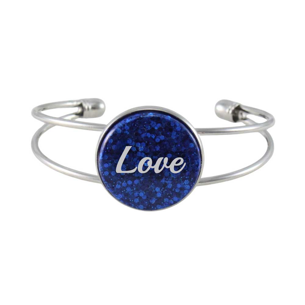 Inspirational Glitter Disc Bangle with White Love - Lilylin Designs