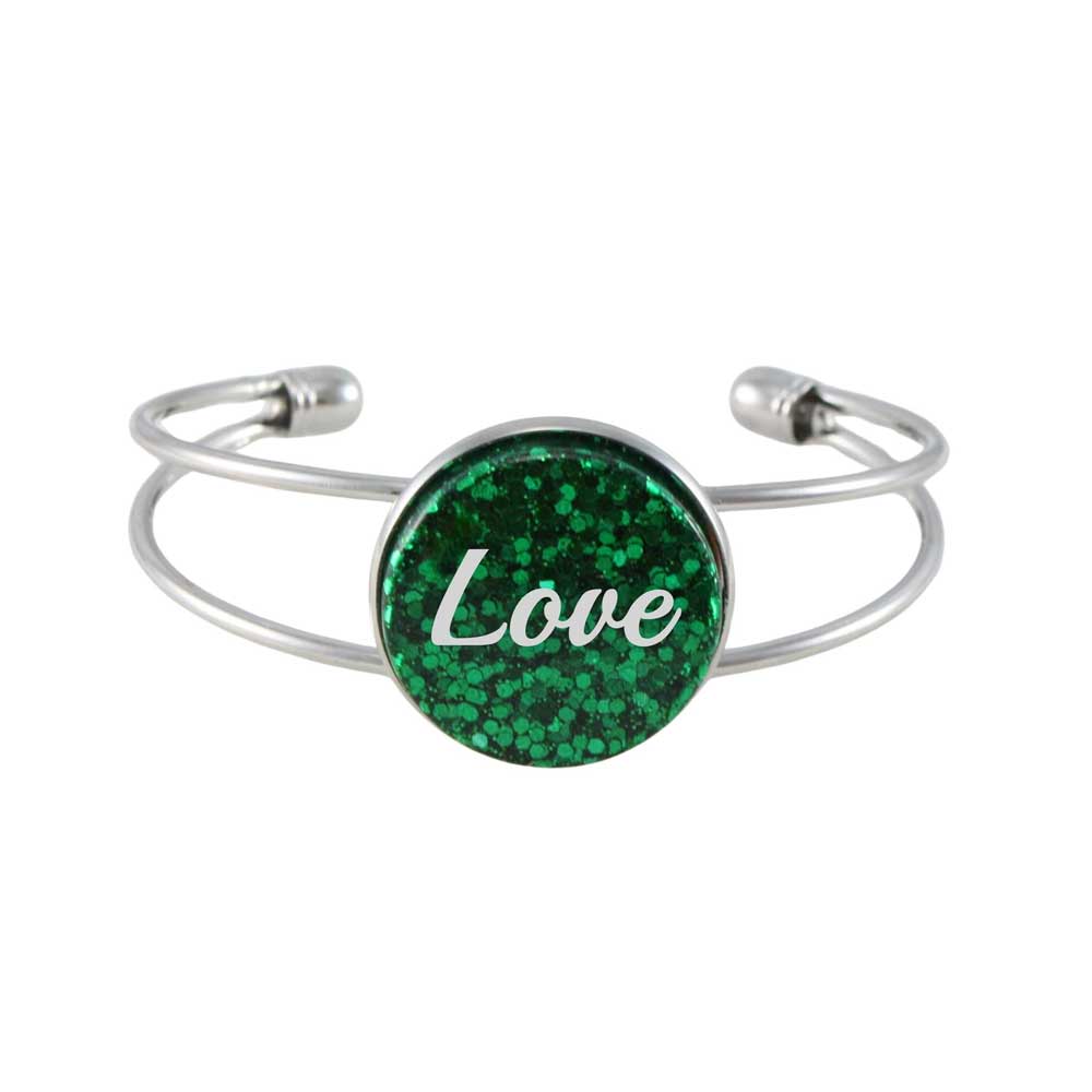 Inspirational Glitter Disc Bangle with White Love - Lilylin Designs
