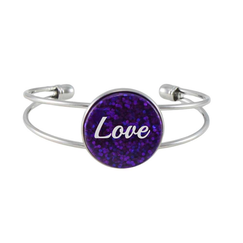 Inspirational Glitter Disc Bangle with White Love - Lilylin Designs