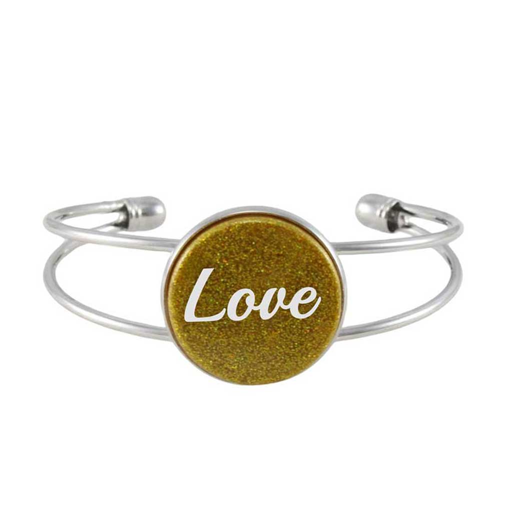 Inspirational Glitter Disc Bangle with White Love - Lilylin Designs