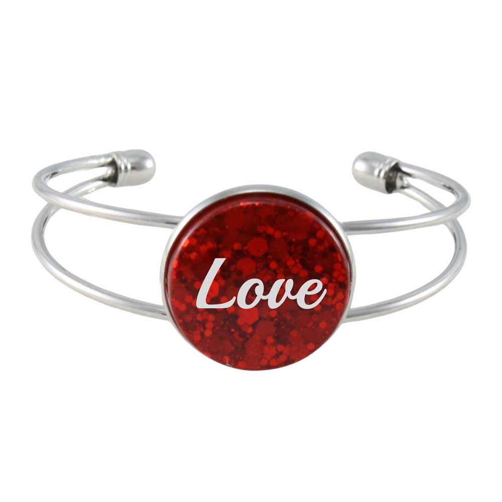 Inspirational Glitter Disc Bangle with White Love - Lilylin Designs