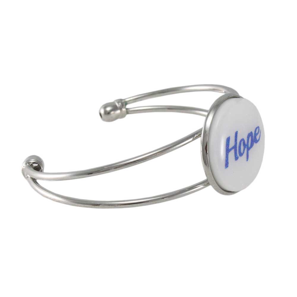 White Glitter Disc Bangle with Blue Hope - Lilylin Designs