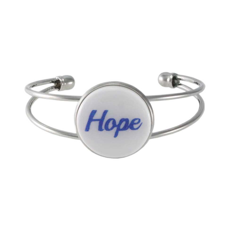 White Glitter Disc Bangle with Blue Hope - Lilylin Designs