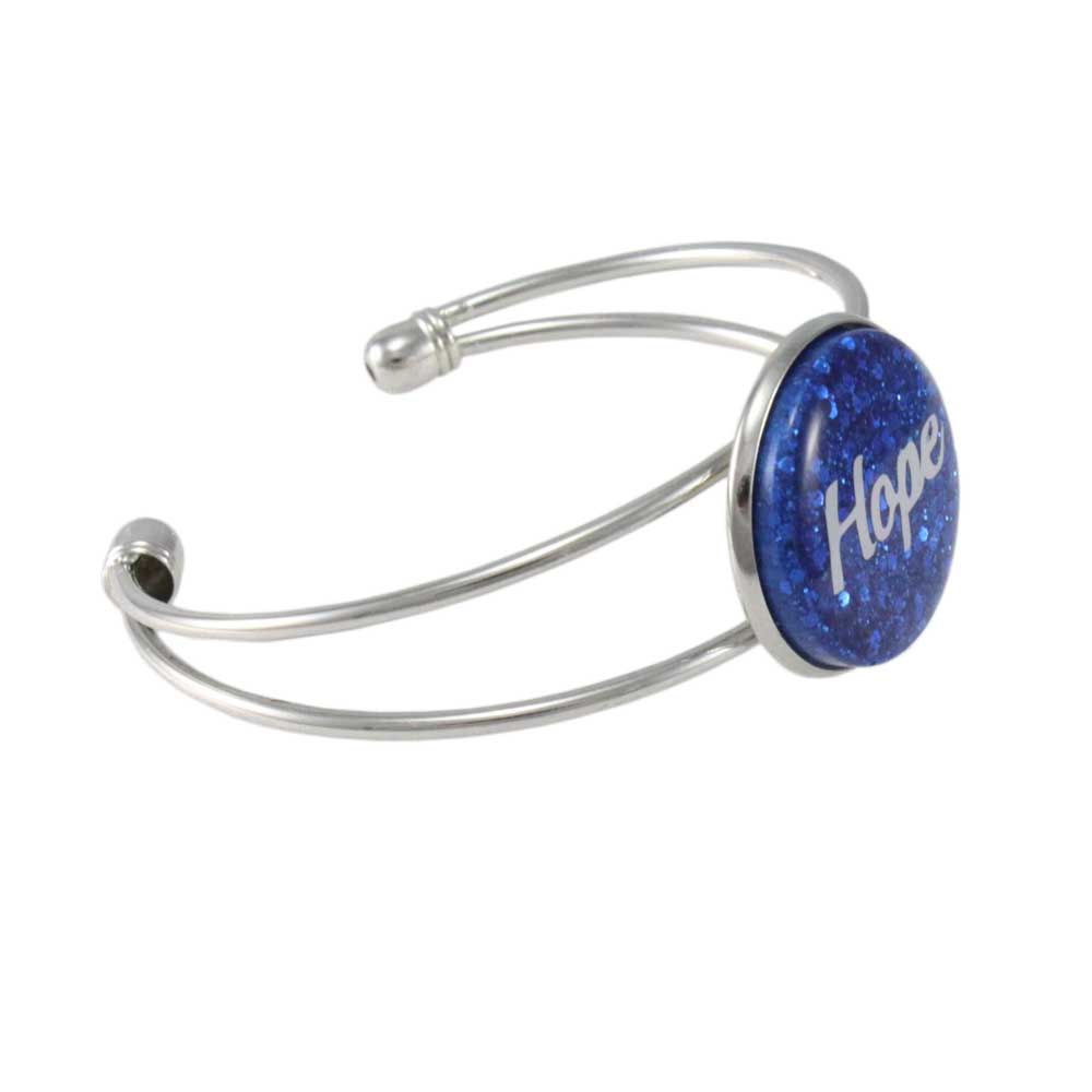 Blue Glitter Disc Bangle with White Hope - Lilylin Designs