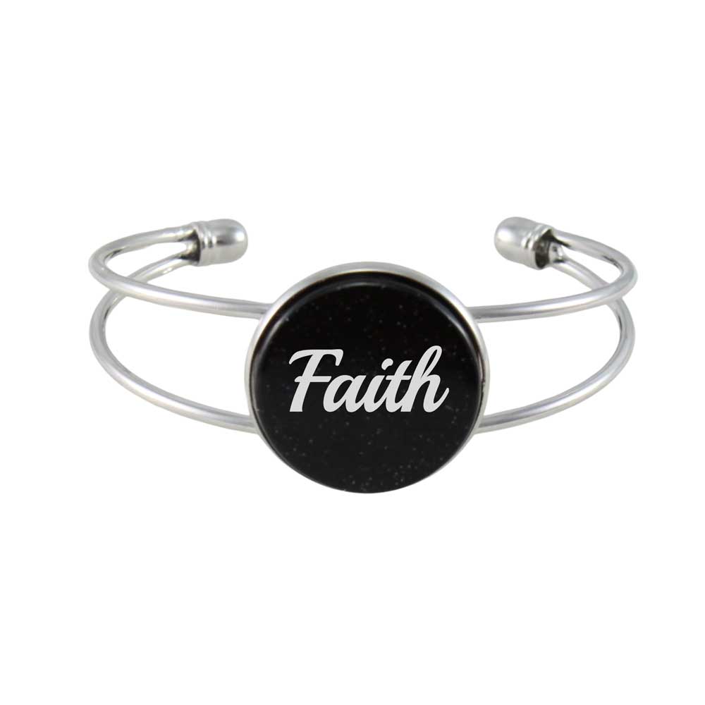 Inspirational Glitter Disc Bangle with White Faith - Lilylin Designs