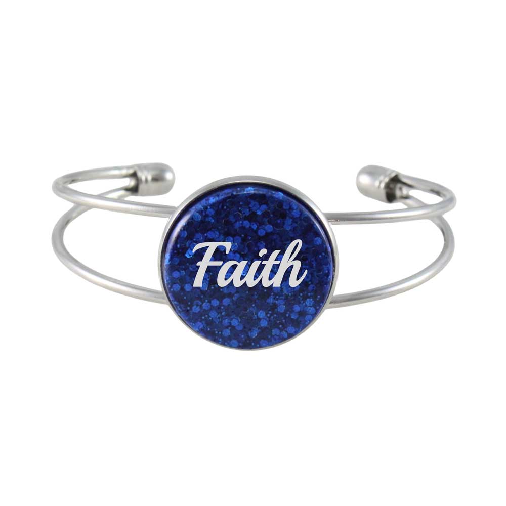 Inspirational Glitter Disc Bangle with White Faith - Lilylin Designs