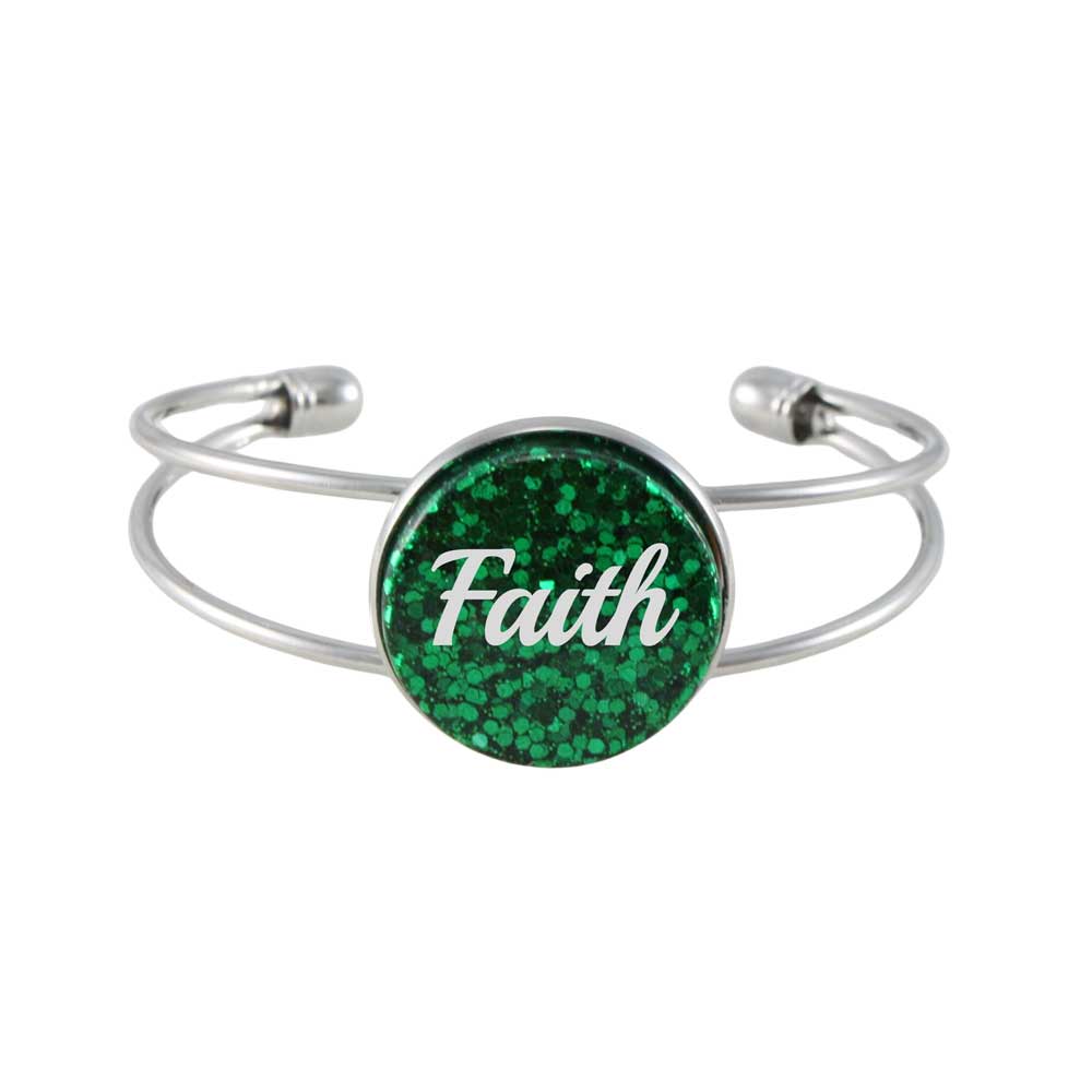 Inspirational Glitter Disc Bangle with White Faith - Lilylin Designs
