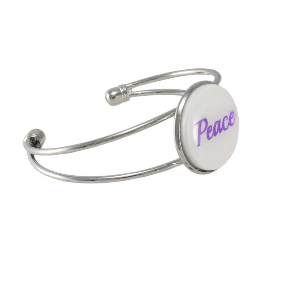 White Glitter Disc Bangle with Purple Peace - Lilylin Designs