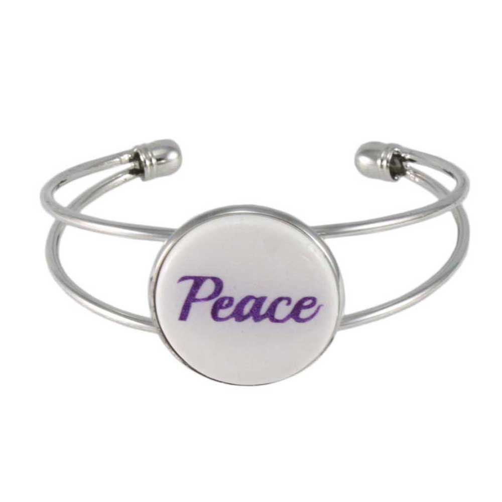 White Glitter Disc Bangle with Purple Peace - Lilylin Designs