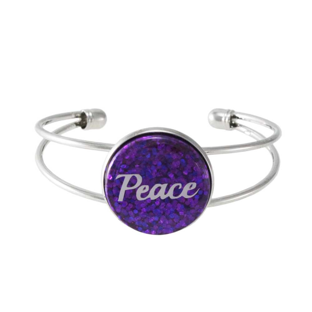 Purple Glitter Disc Bangle with White Peace - Lilylin Designs