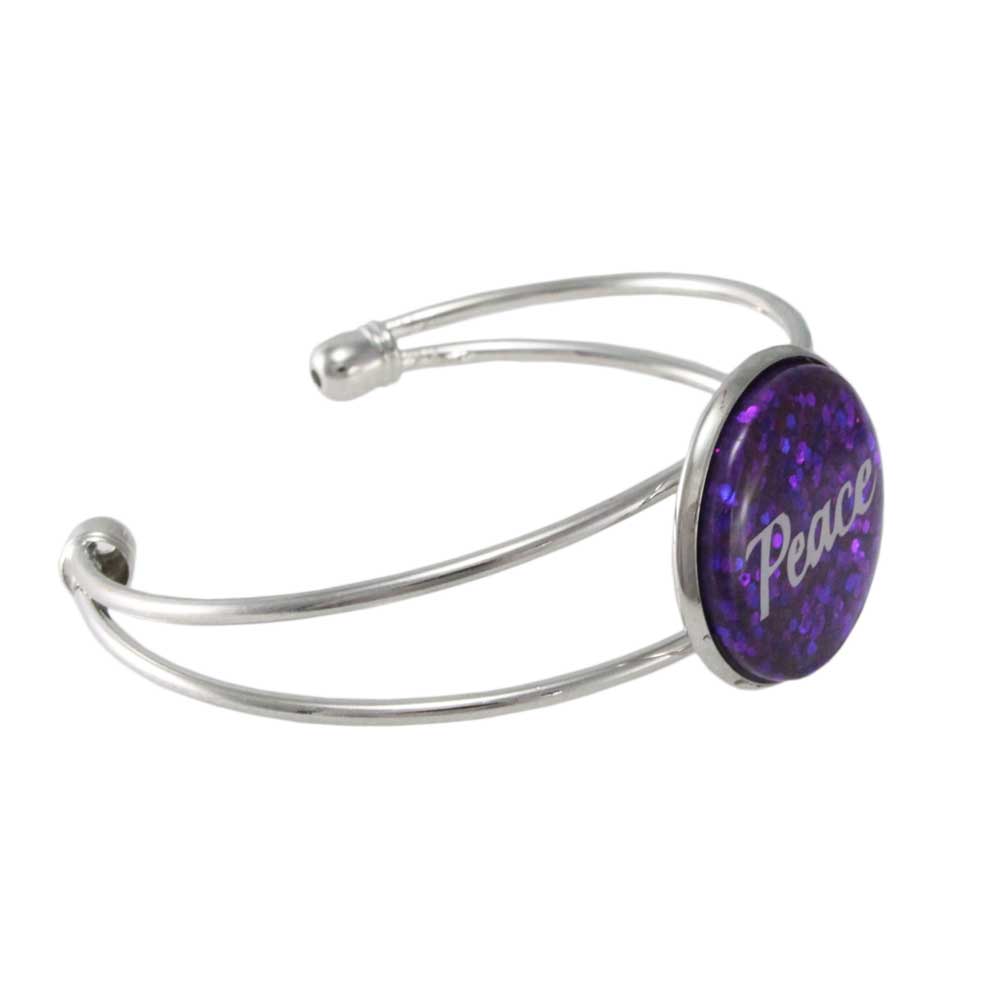 Purple Glitter Disc Bangle with White Peace - Lilylin Designs