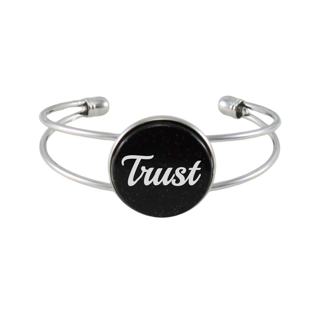 Inspirational Glitter Disc Bangle with White Trust - Lilylin Designs
