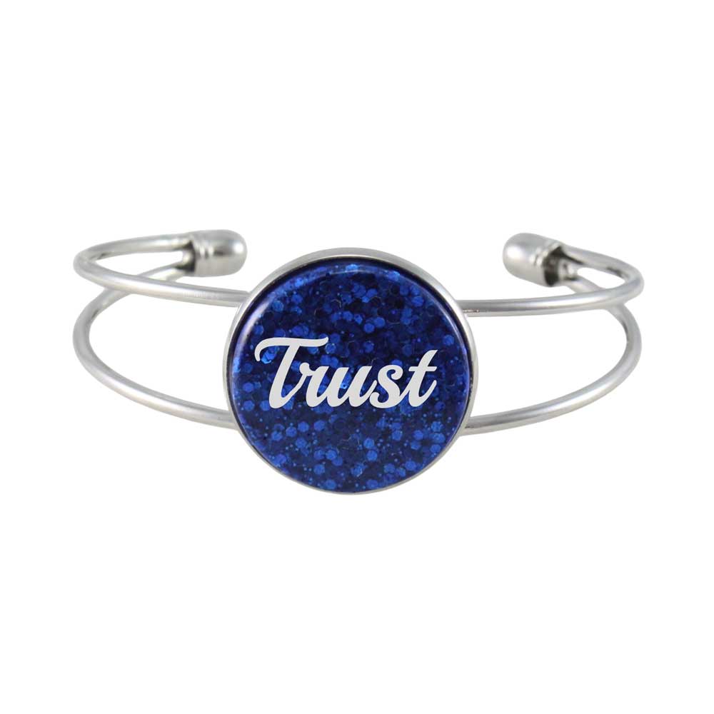 Inspirational Glitter Disc Bangle with White Trust - Lilylin Designs