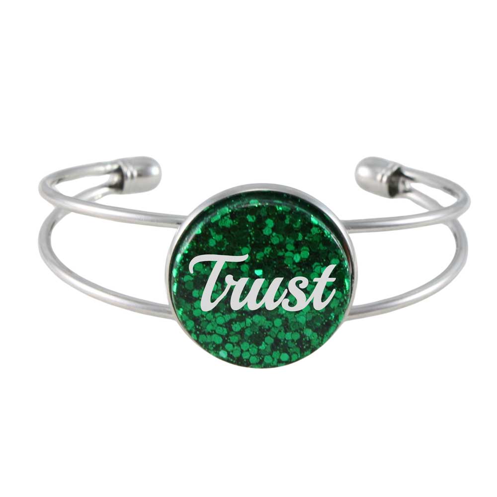 Inspirational Glitter Disc Bangle with White Trust - Lilylin Designs