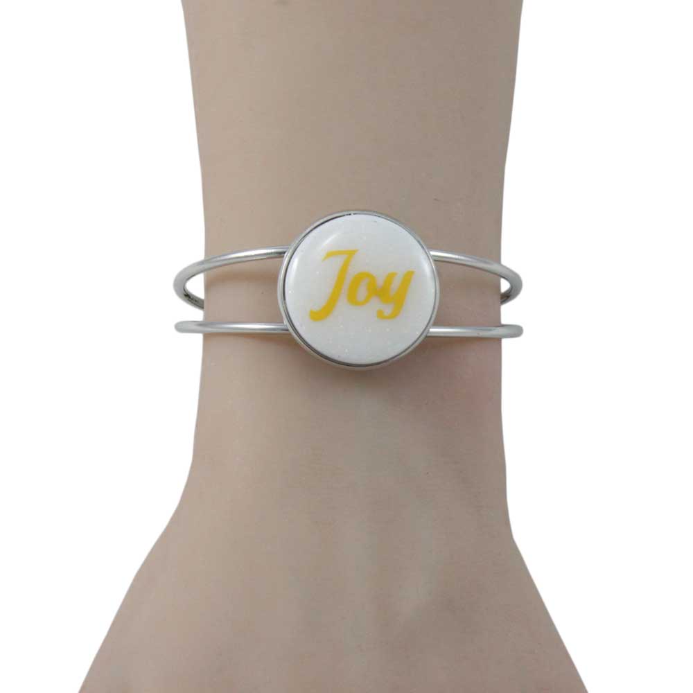 White Glitter Disc Bangle with Yellow Joy - Lilylin Designs