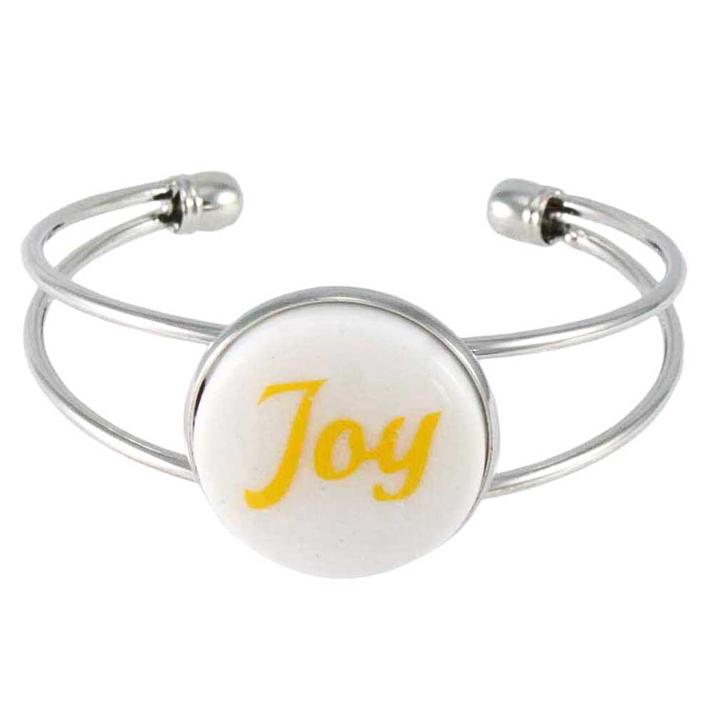 White Glitter Disc Bangle with Yellow Joy - Lilylin Designs
