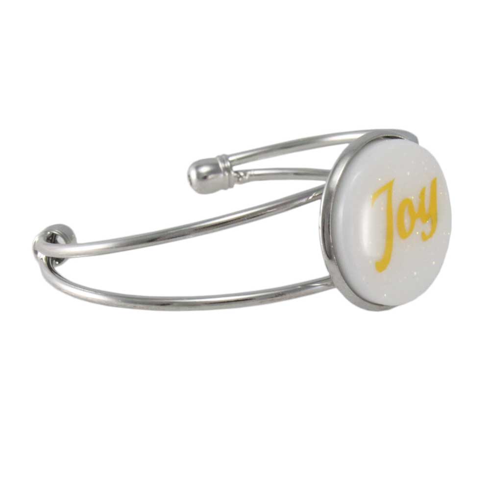 White Glitter Disc Bangle with Yellow Joy - Lilylin Designs