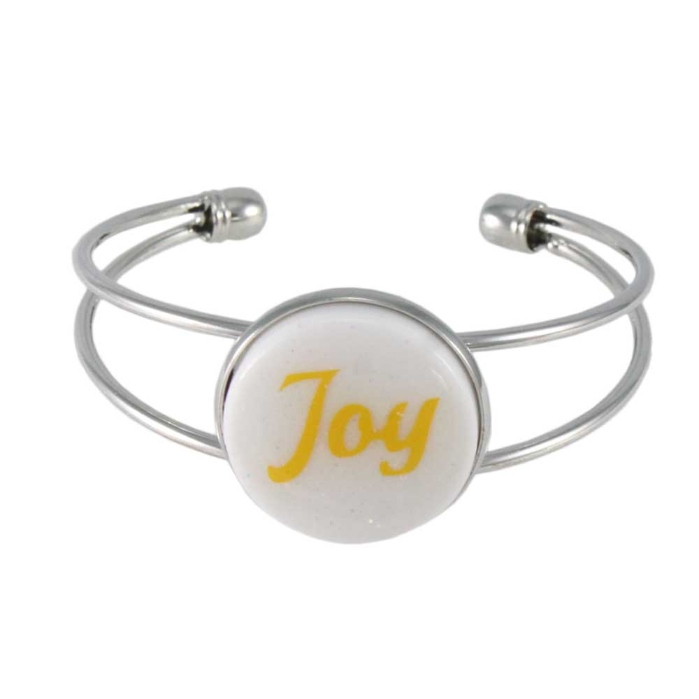 White Glitter Disc Bangle with Yellow Joy - Lilylin Designs