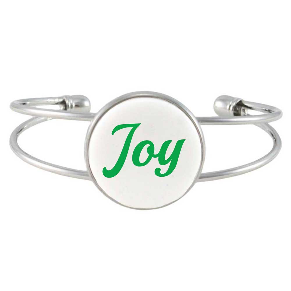 White Inspirational Bangle Printed with Joy - RESBC506A