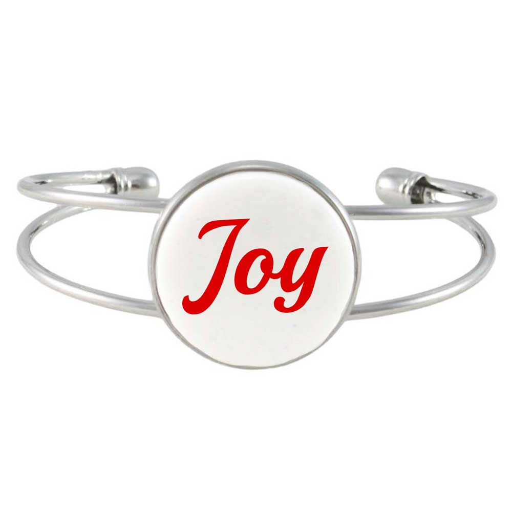 White Inspirational Bangle Printed with Joy - RESBC506A