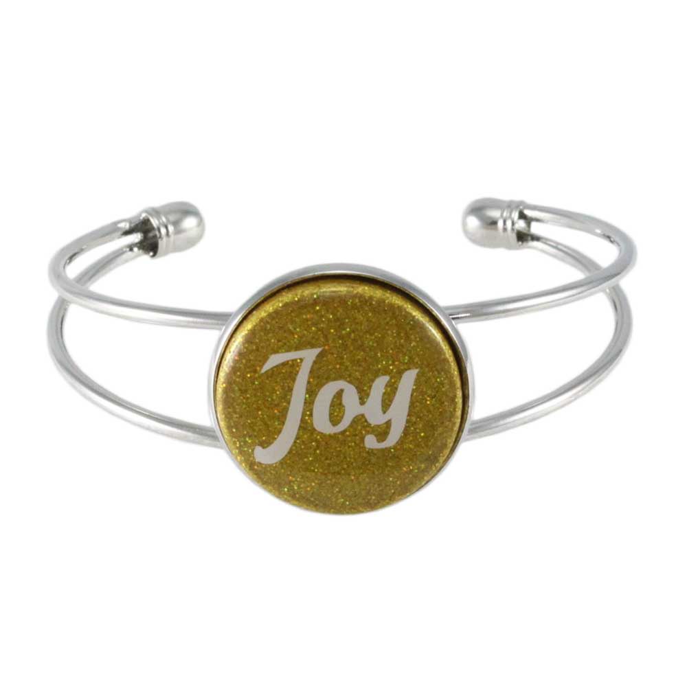 Gold Glitter Disc Bangle with White Joy - Lilylin Designs