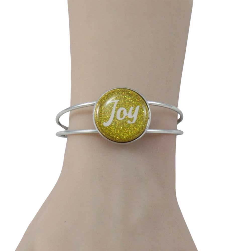 Gold Glitter Disc Bangle with White Joy - Lilylin Designs