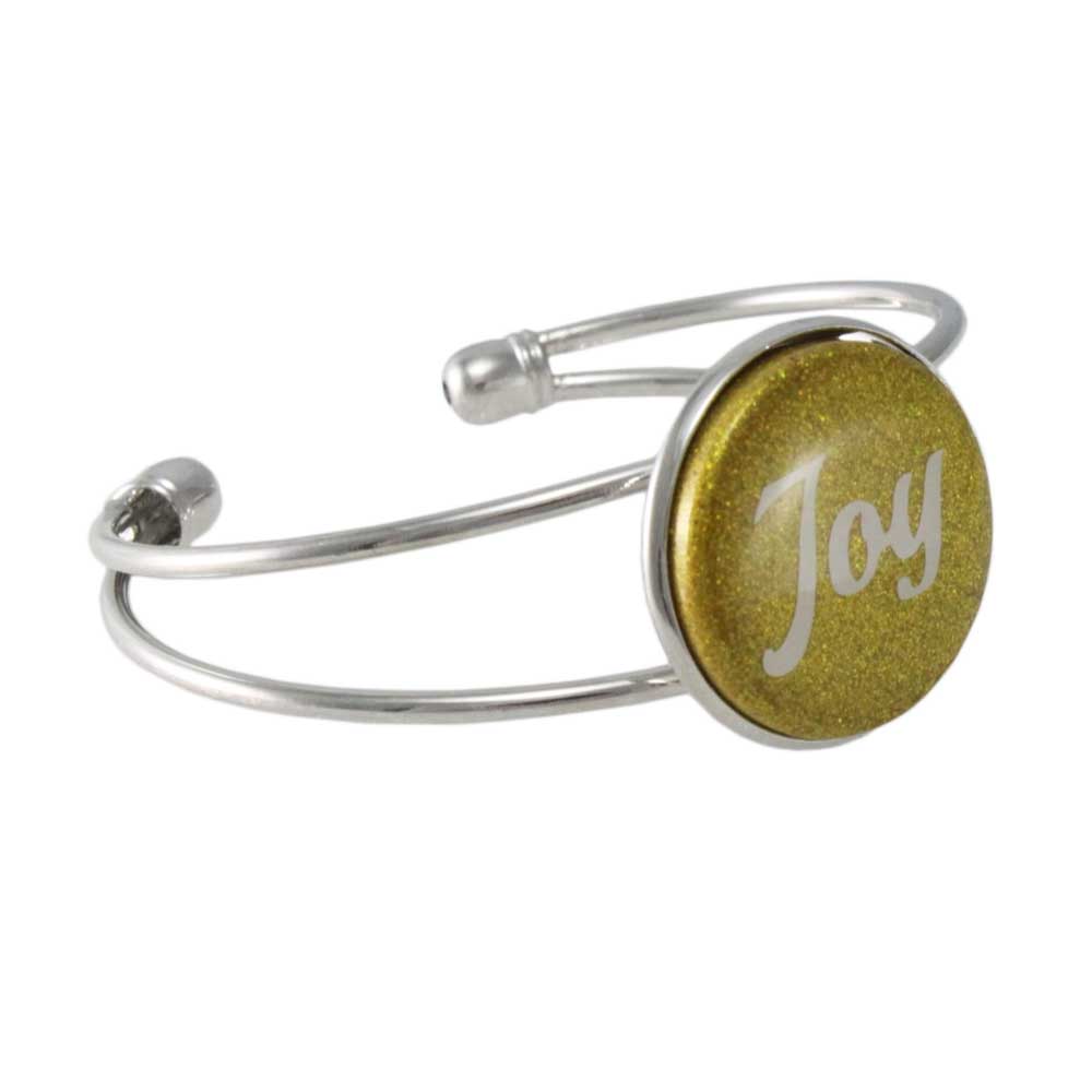 Gold Glitter Disc Bangle with White Joy - Lilylin Designs