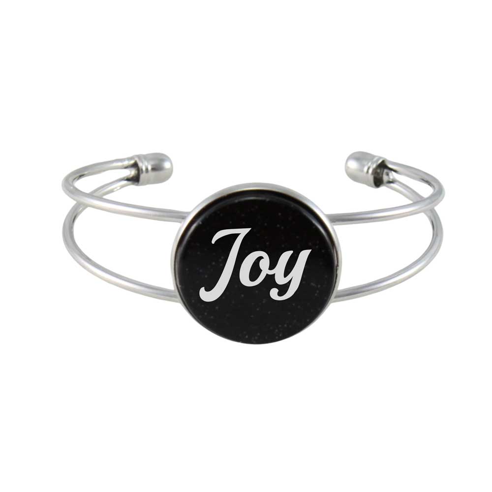 Inspirational Glitter Disc Bangle with White Joy - Lilylin Designs