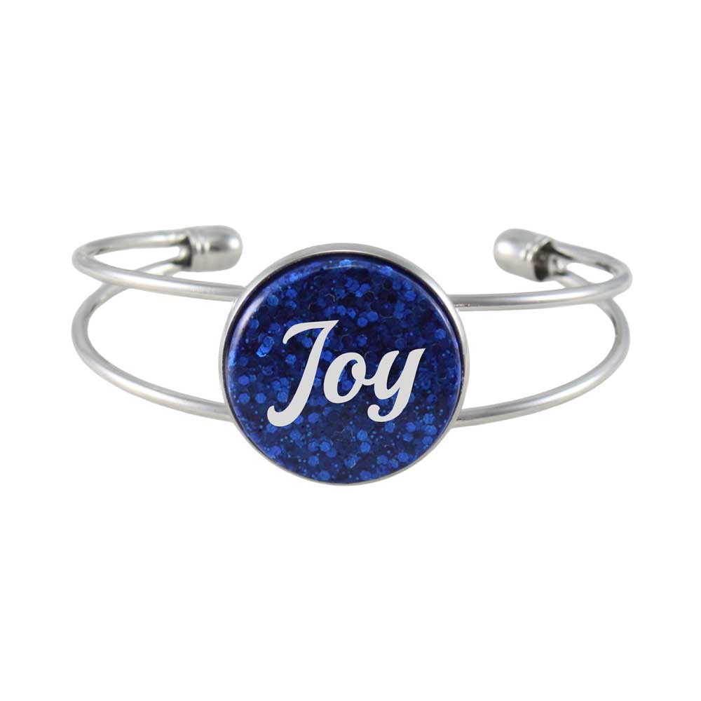 Inspirational Glitter Disc Bangle with White Joy - Lilylin Designs