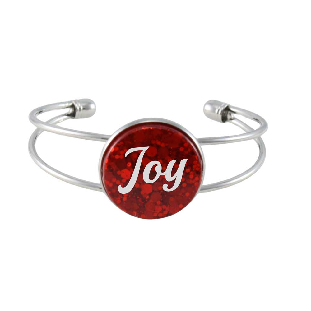 Inspirational Glitter Disc Bangle with White Joy - Lilylin Designs