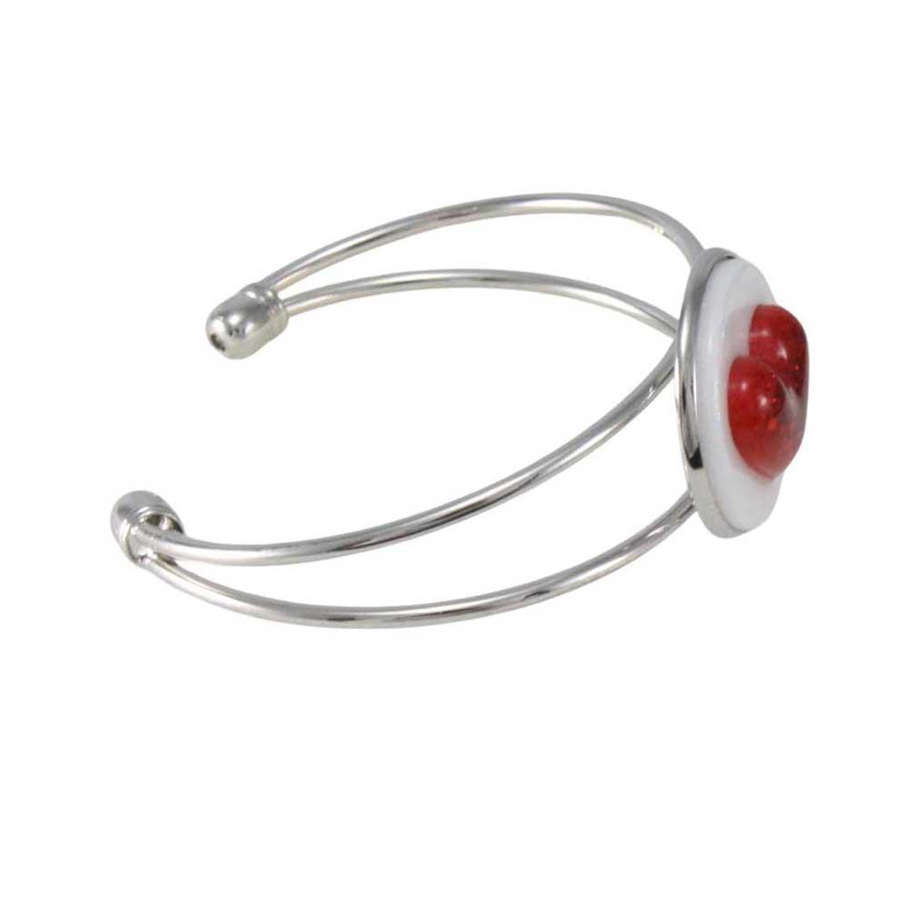 Handcrafted Red and White Resin 3D Heart Bracelet-side - Lilylin Designs