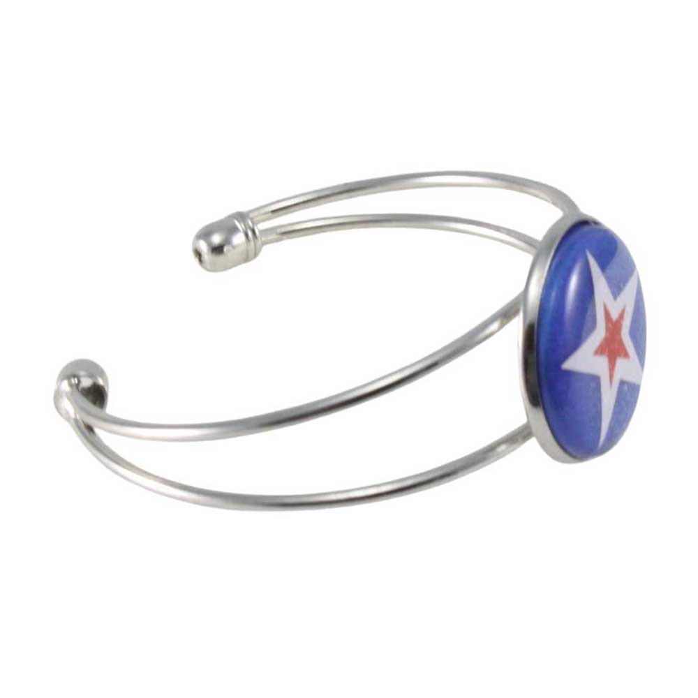 Silver bracelet with a blue and red star side view - Lilylin Designs