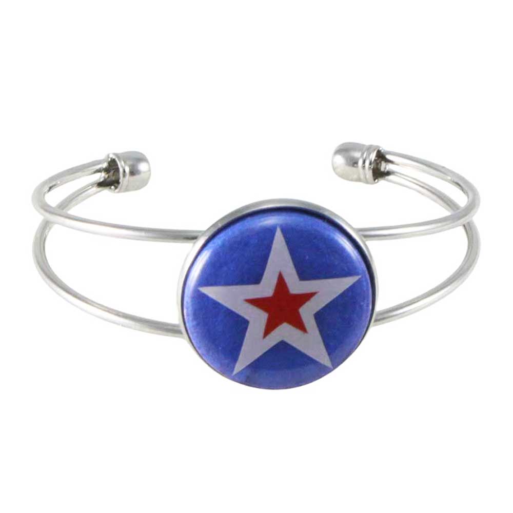 Bangle with a red and white star on a blue background - Lilylin Designs