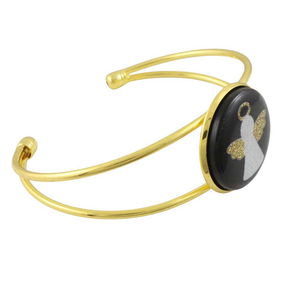Side view of Gold Angel Cuff Bracelet - Lilylin Designs