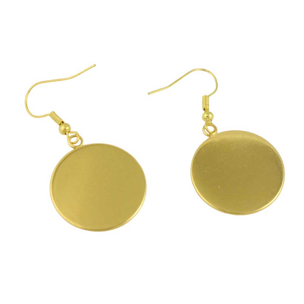 Back view of Round earrings with natural stone design in gold frames on a white background | Lilylin Designs