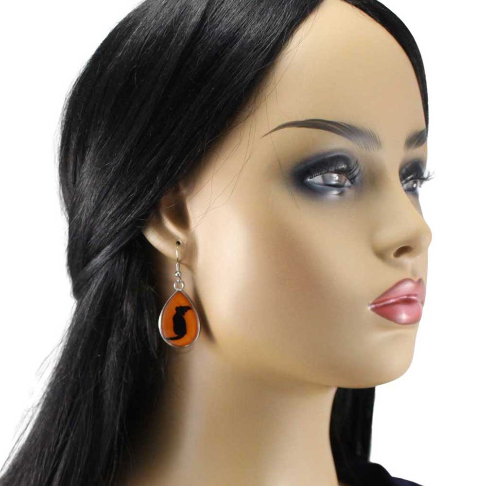 Model with Handcrafted Resin Witchy Cat Earrings - Lilylin Designs