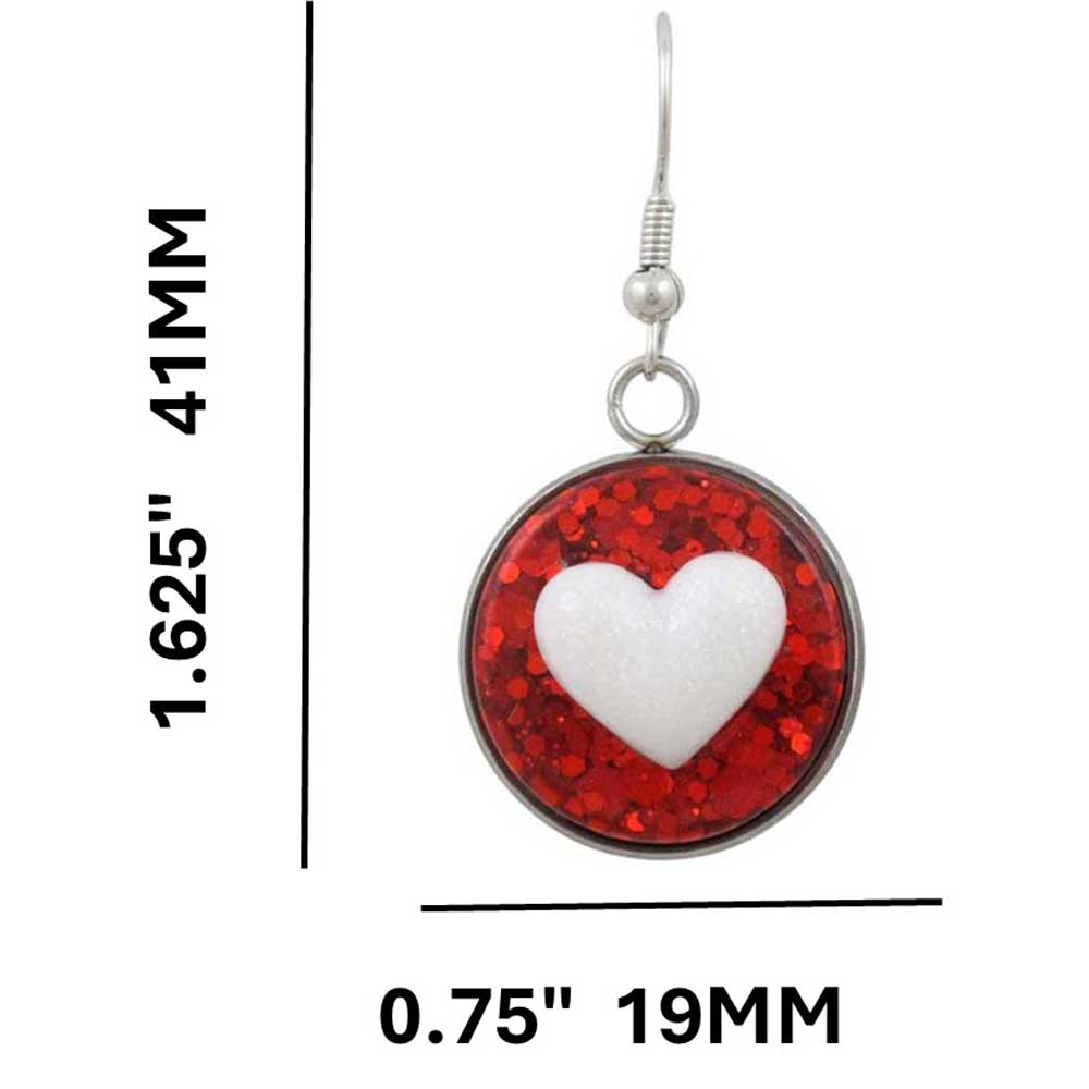 Handcrafted Red with White Heart Earring - sized  - Lilylin Designs