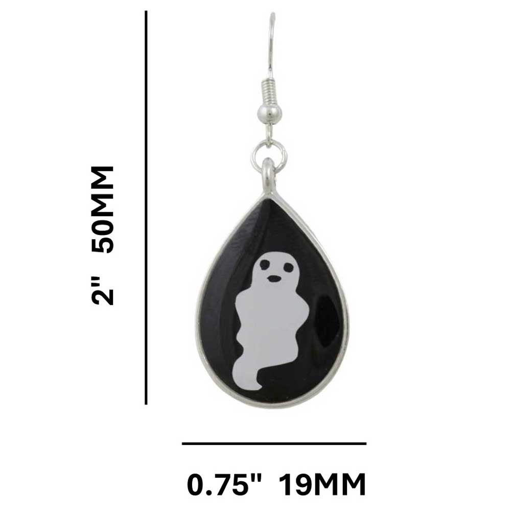 Handcrafted Black Resin with White Ghost Earrings - RESER516